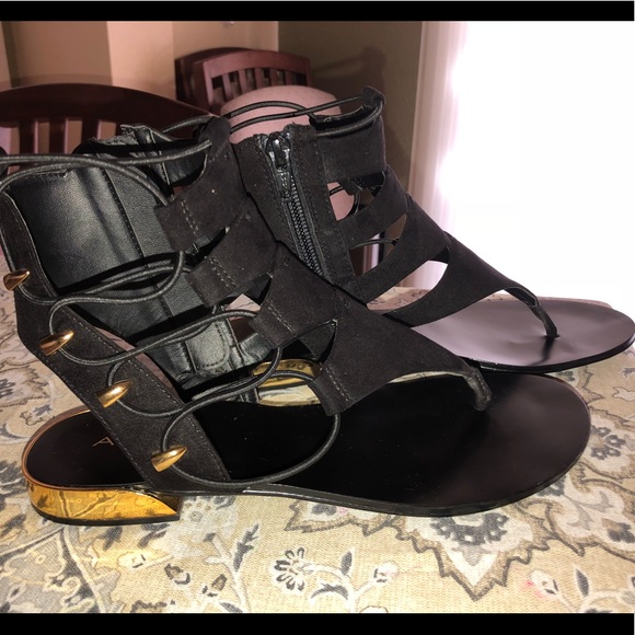 Aldo gladiators black/gold with zipper - Picture 2 of 5
